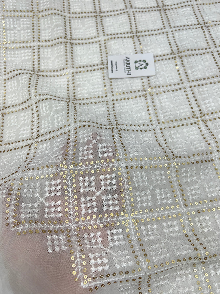 Dyeable Embroidered Georgette fabric