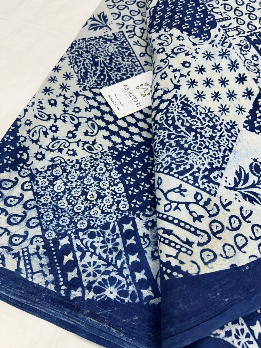 Indigo Printed pure cotton fabric