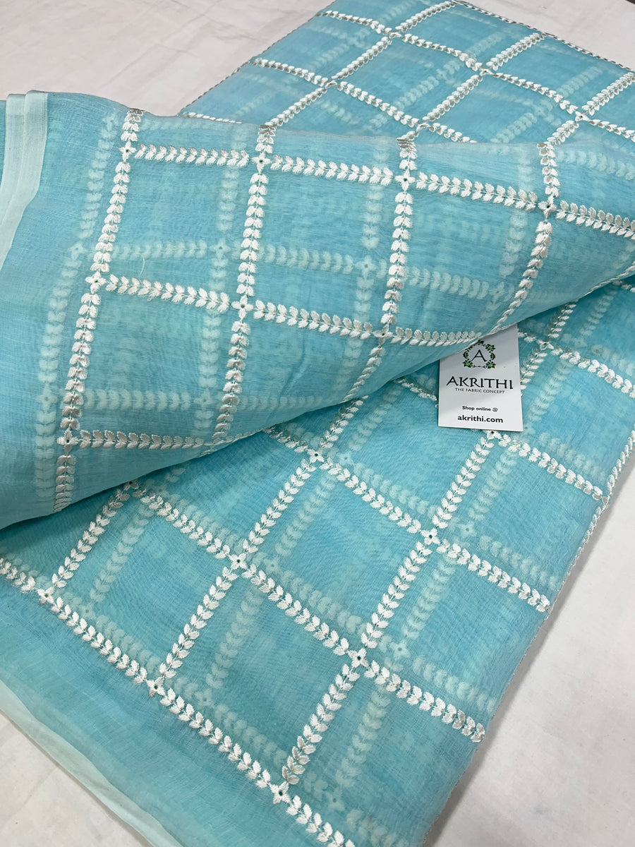 HANDLOOM MUL CHANDERI EMBROIDERED FABRIC