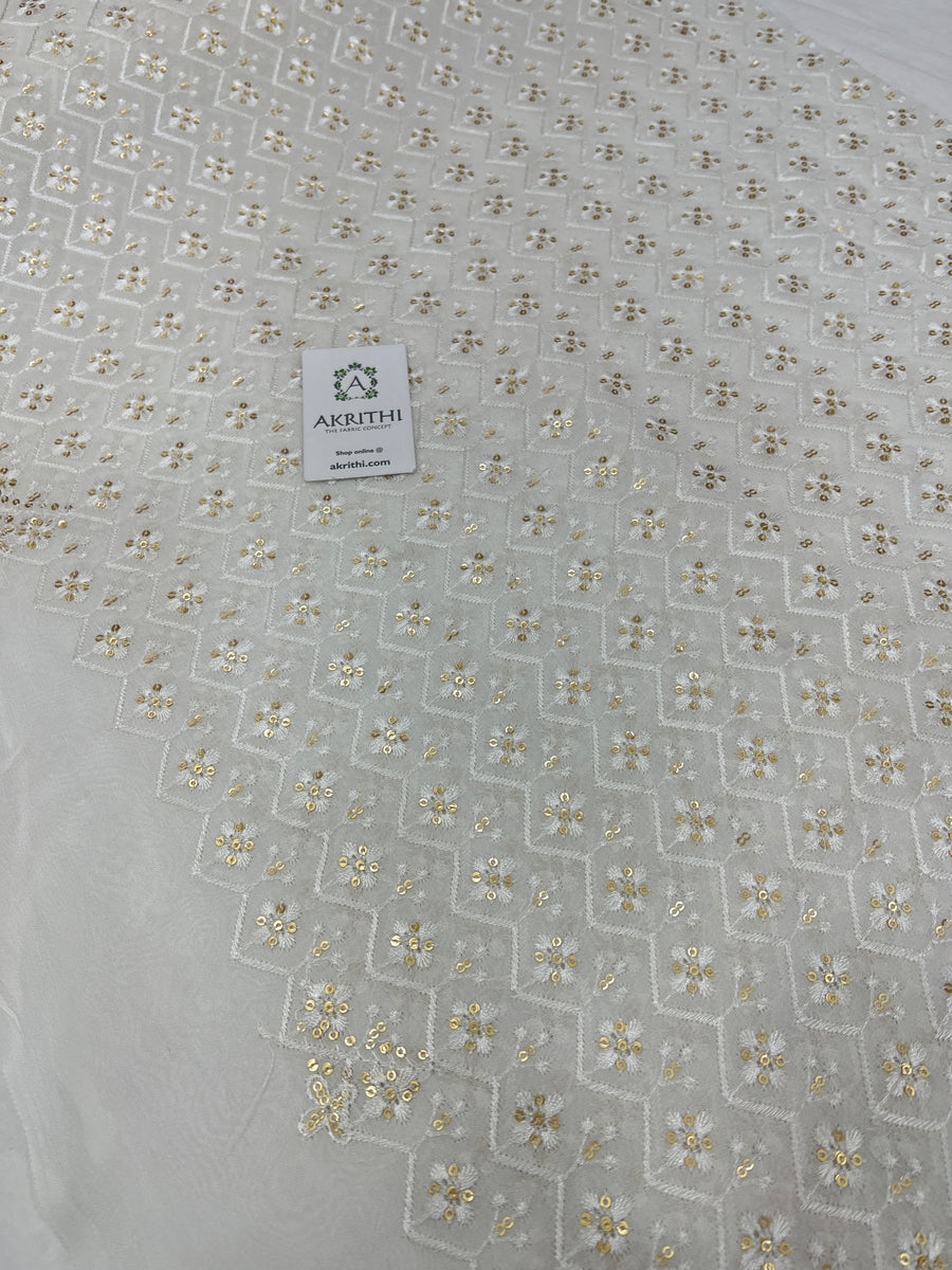 Dyeable Embroidered Georgette fabric