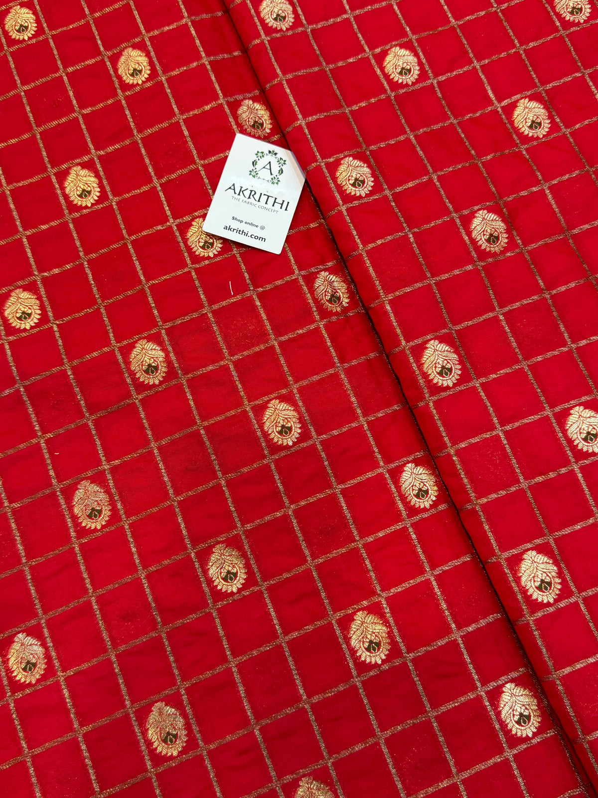 Pure Banarasi brocade checks meena Butti fabric