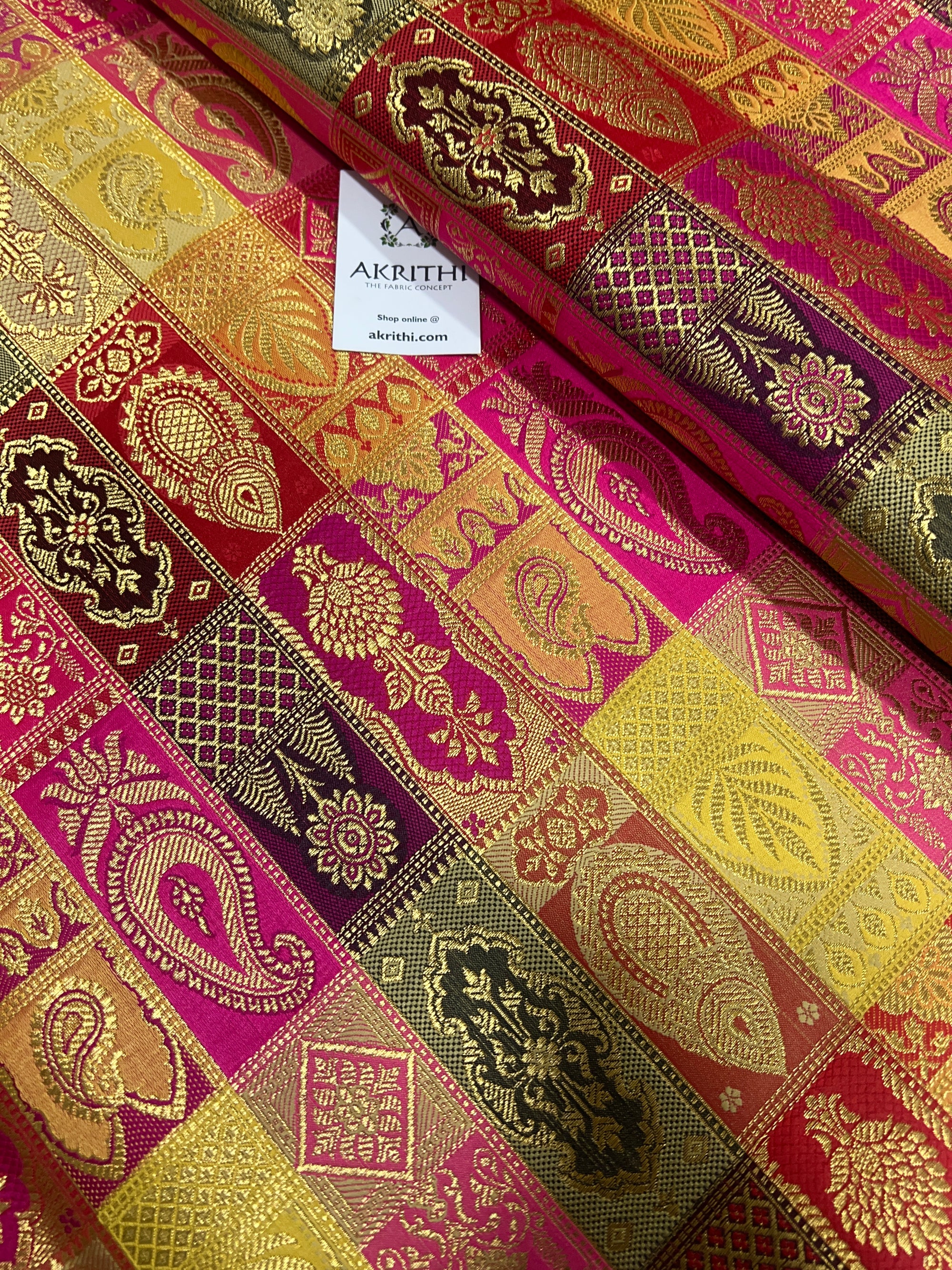 Pure Banarasi brocade fabric 80 cms cut