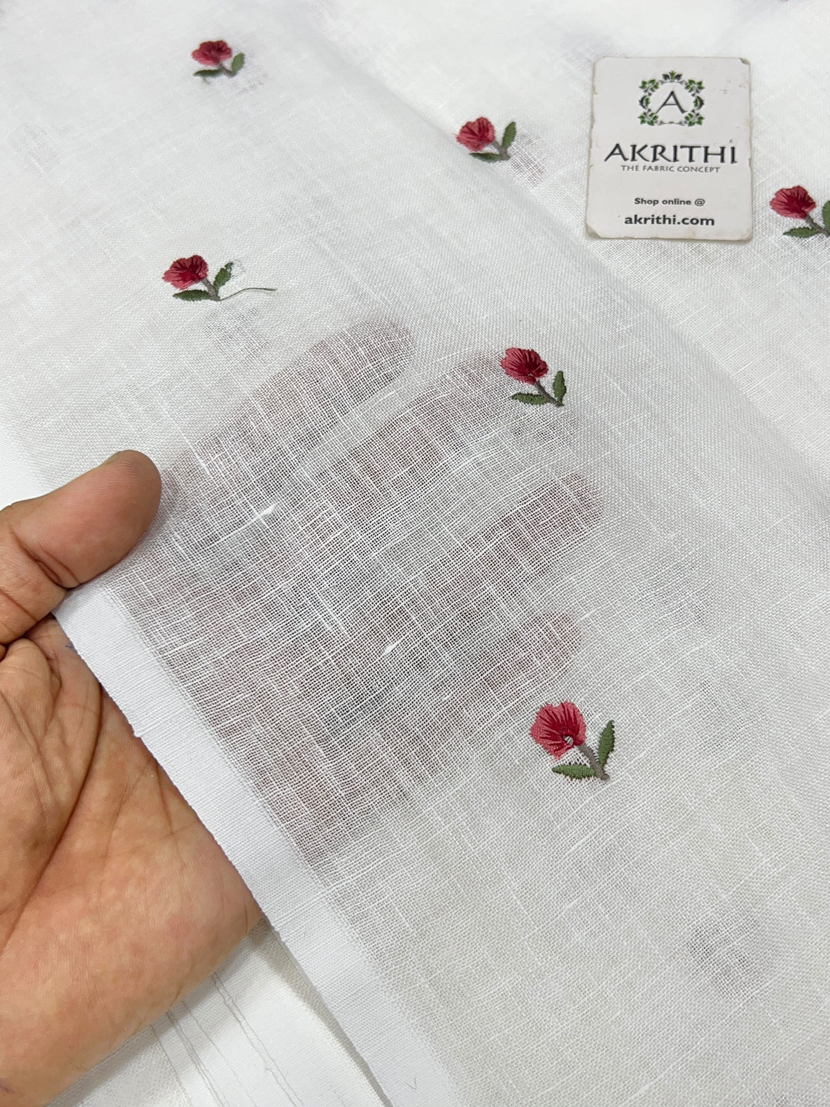 Embroidered pure linen fabric