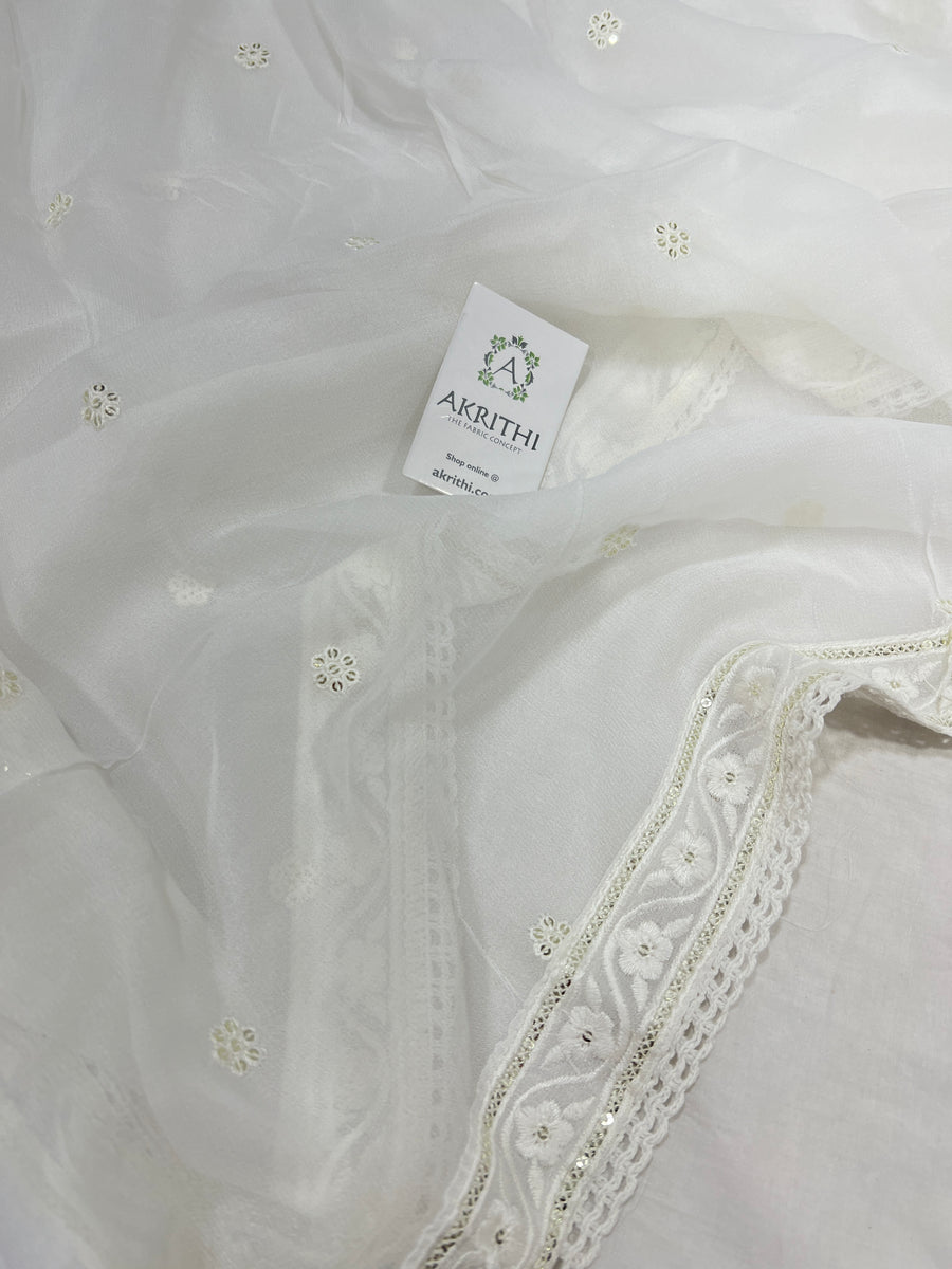 Dyeable Embroidered chiffon dupatta