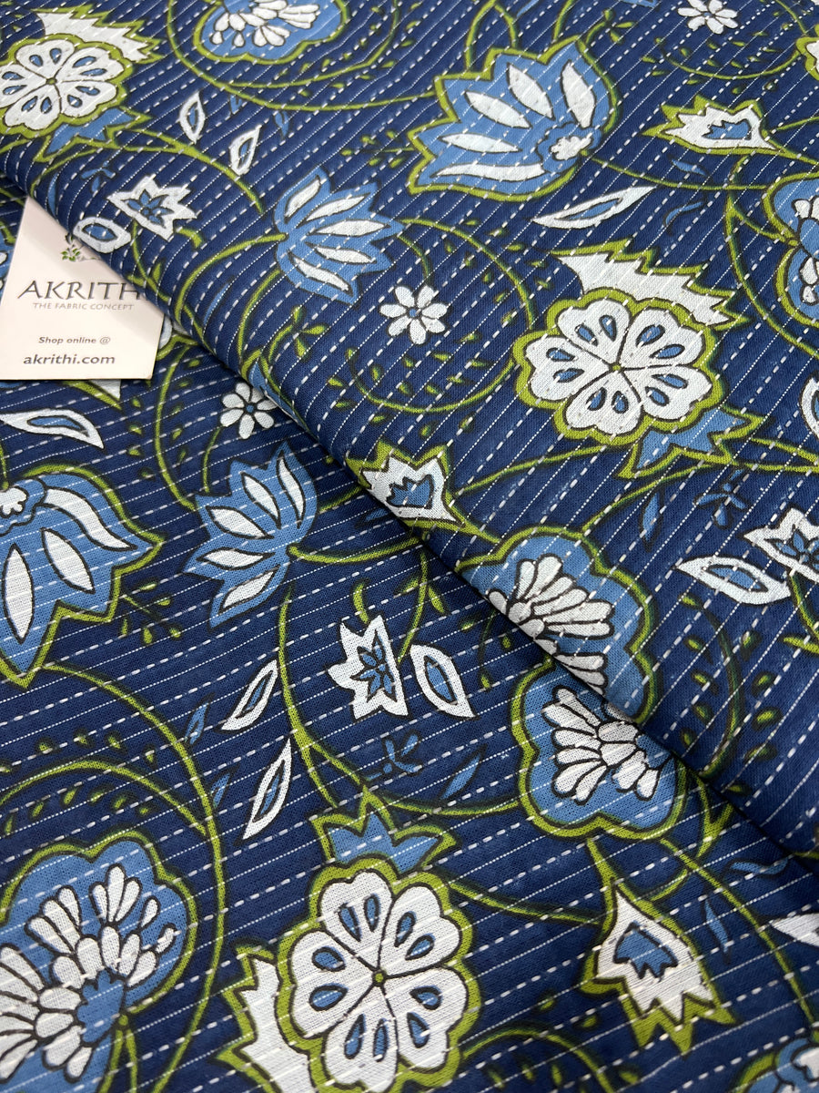 Printed Kantha pure cotton fabric