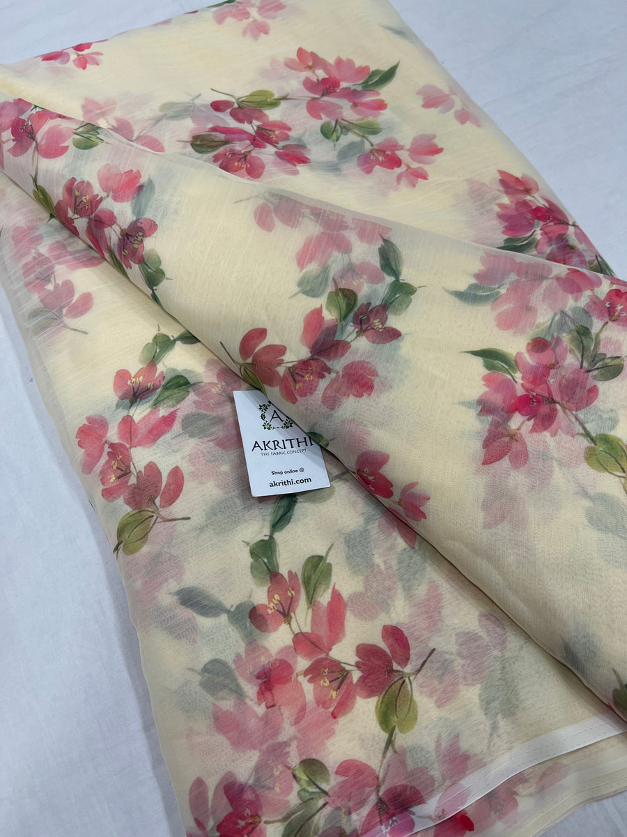 Digital floral printed chiffon fabric