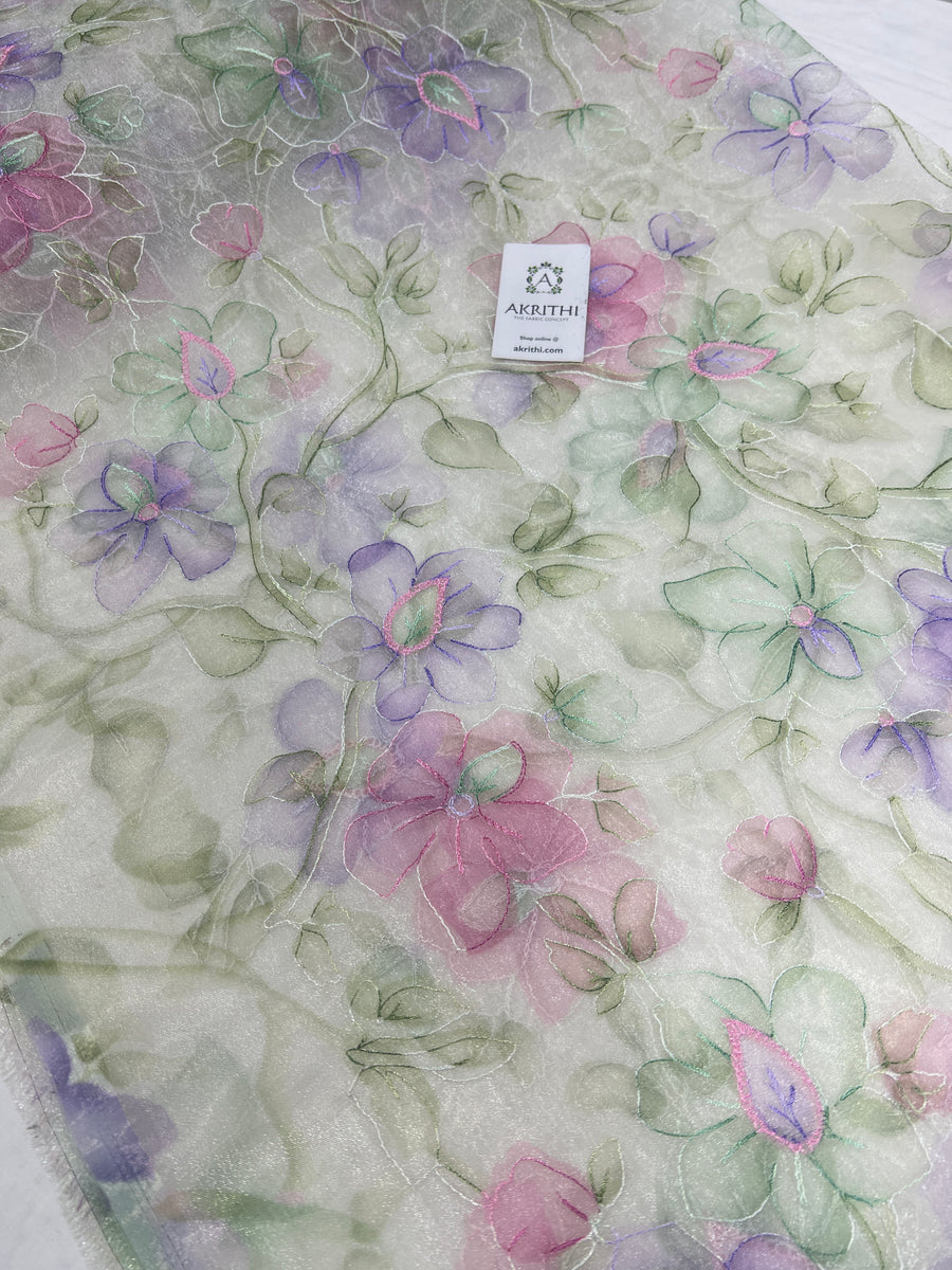 Embroidered organza fabric