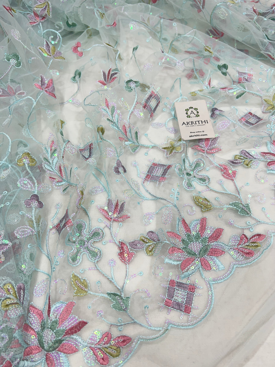 Embroidered net fabric