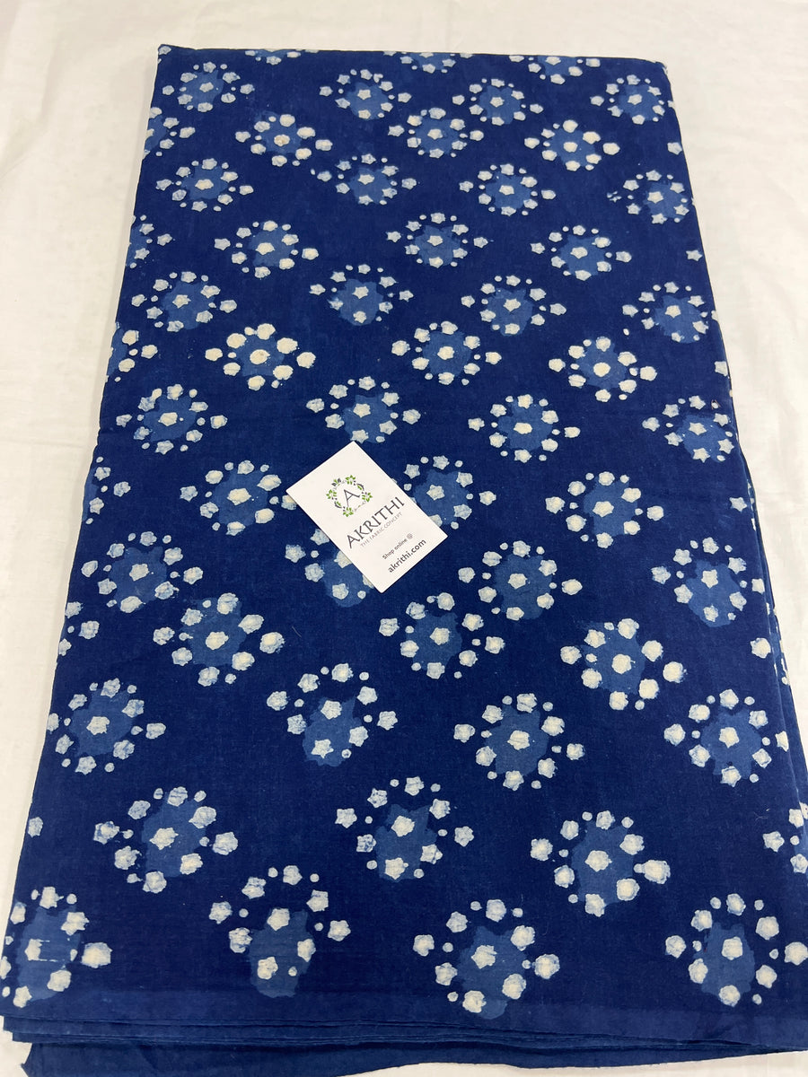 Indigo hand block pure cotton fabric