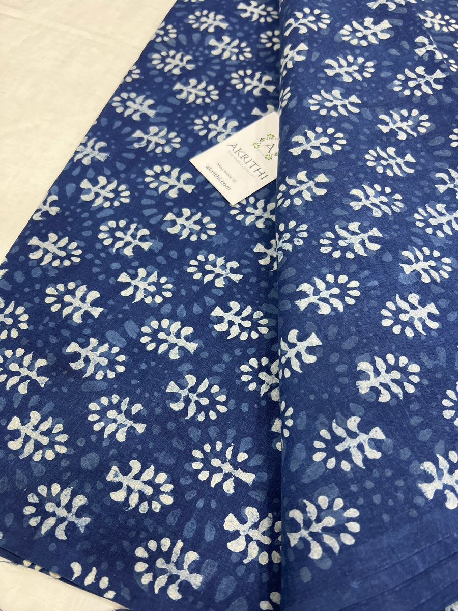 Indigo Printed pure cotton fabric