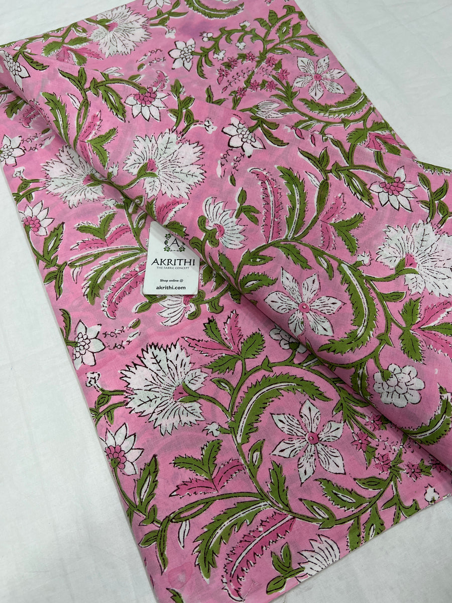 Hand block Printed pure cotton fabric