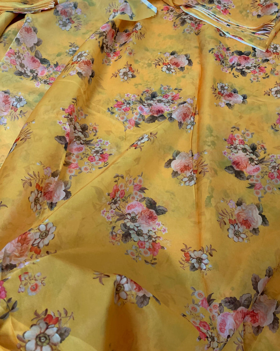 Digital floral Printed organza fabric