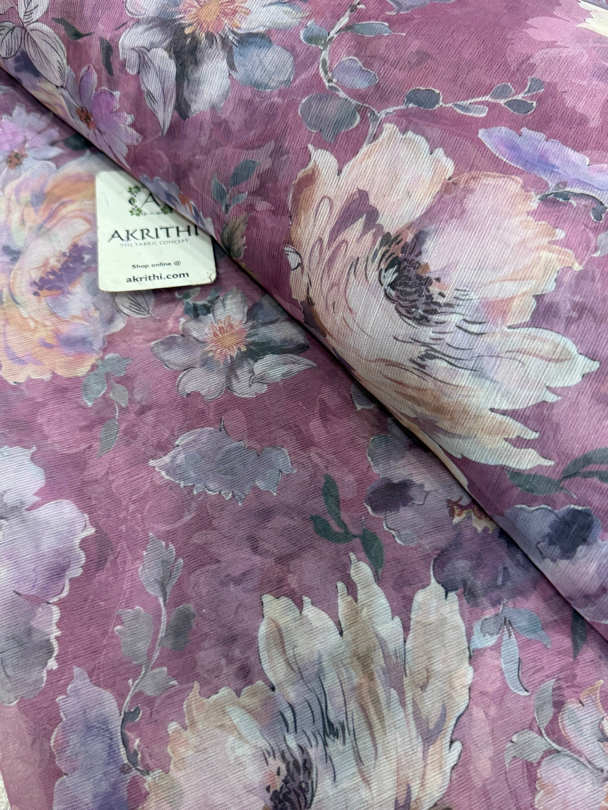 Digital floral printed chiffon fabric