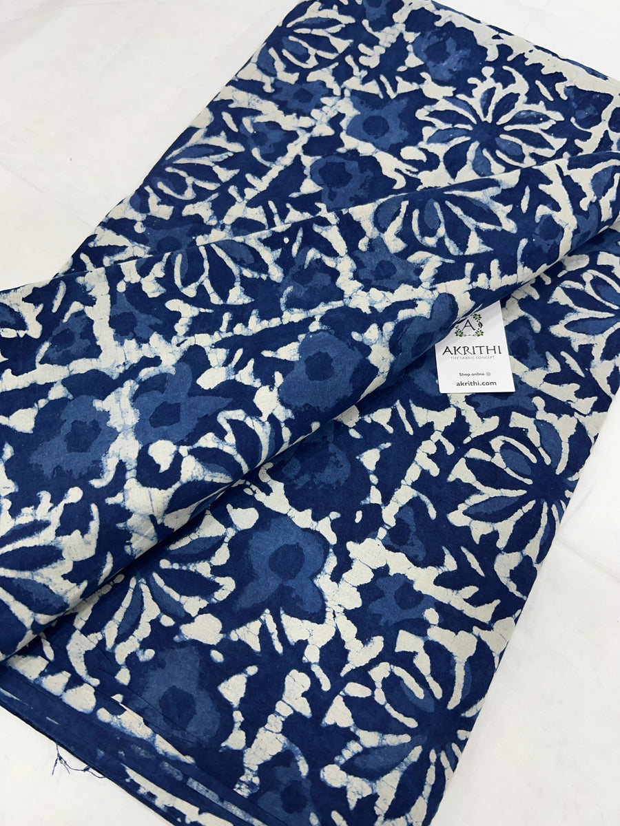 Indigo hand block pure cotton fabric