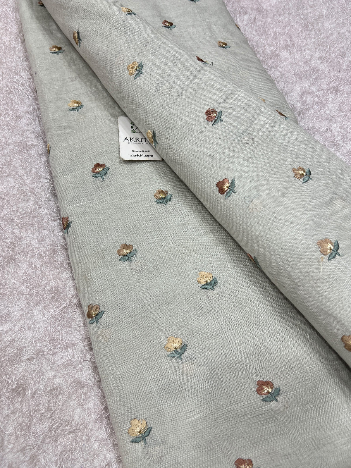 Embroidered pure linen fabric
