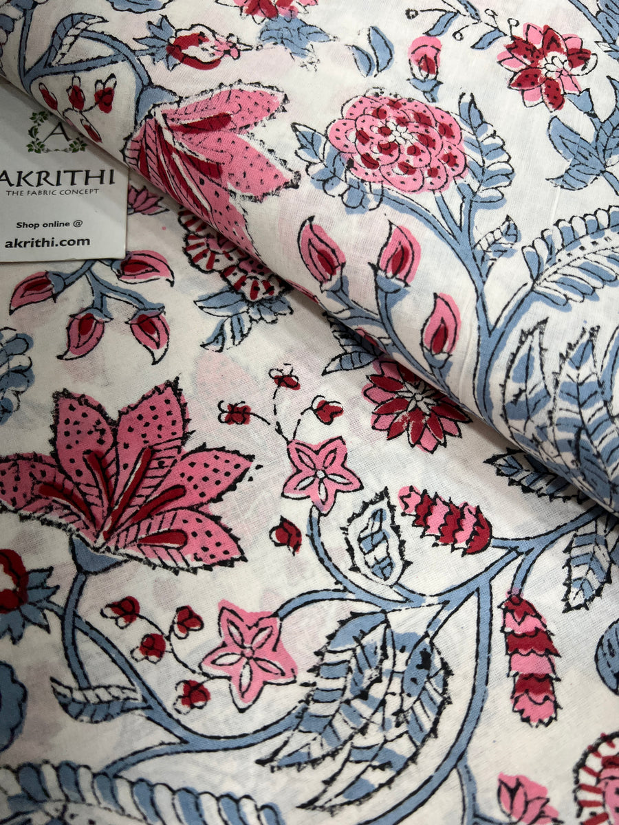 Hand block Printed pure cotton fabric