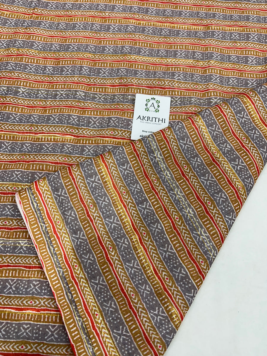 Digital printed munga fabric with Zari lines