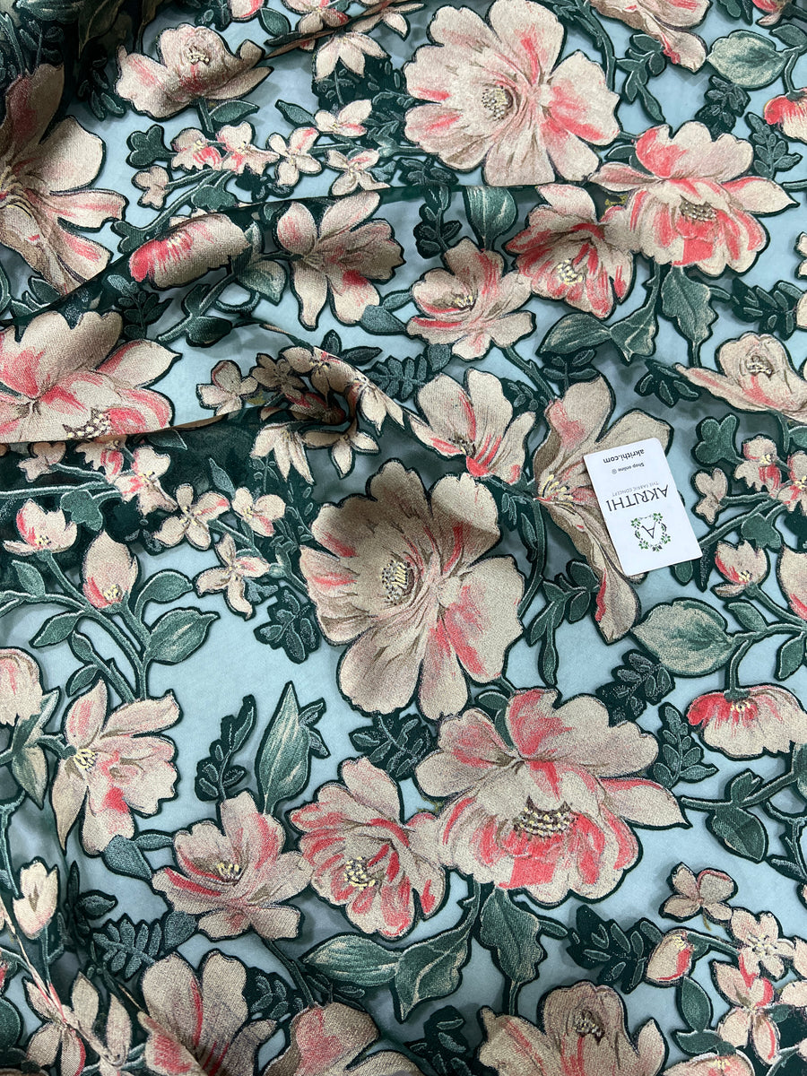 Brasso Digital floral Printed organza fabric