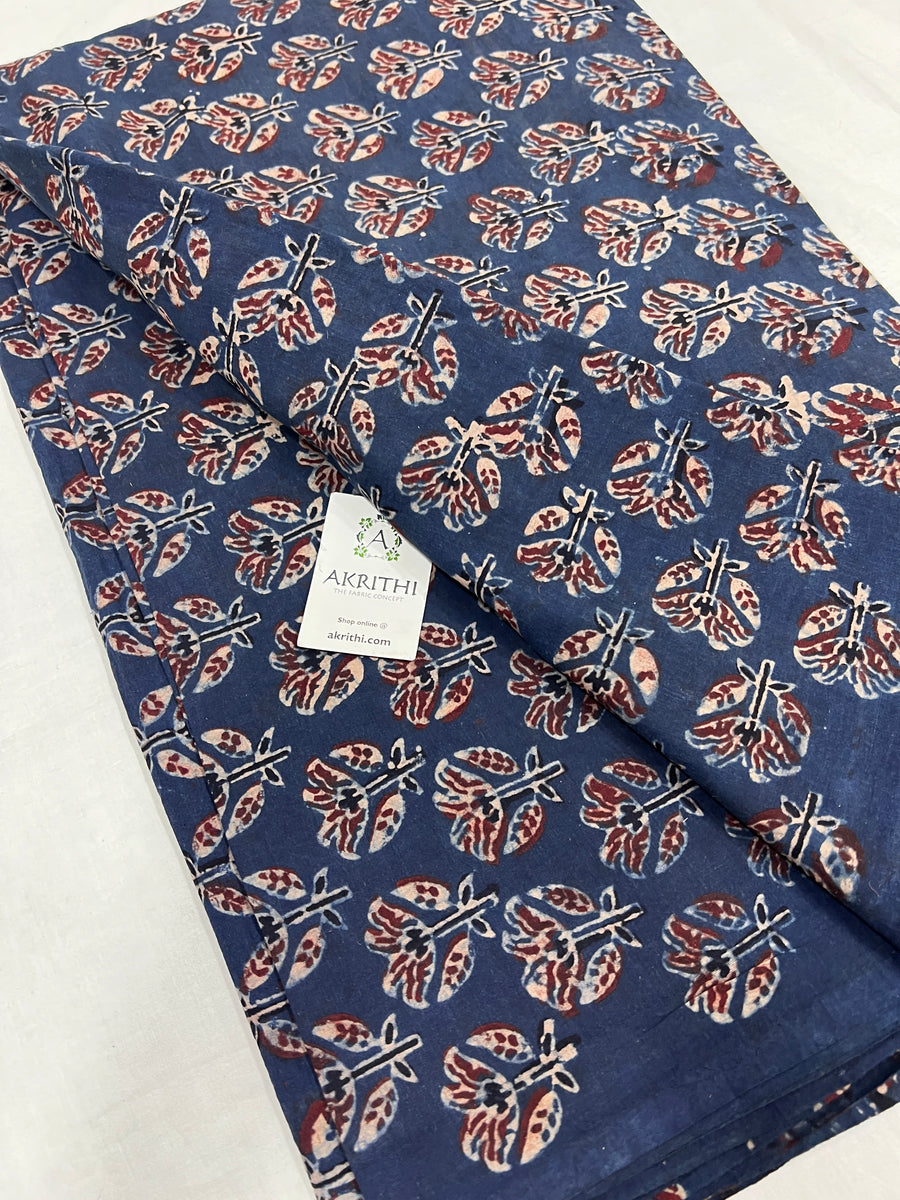 Ajrakh hand block printed pure cotton fabric