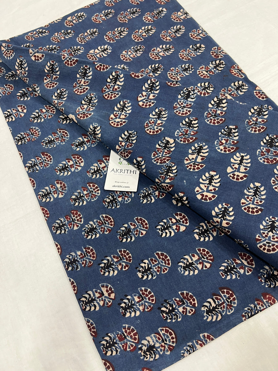 Ajrakh hand block printed pure cotton fabric