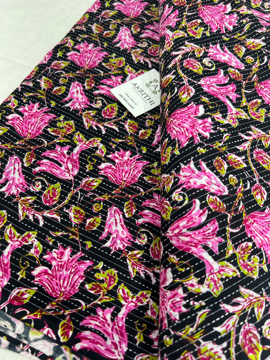 Printed Kantha pure cotton fabric 80 cms cut