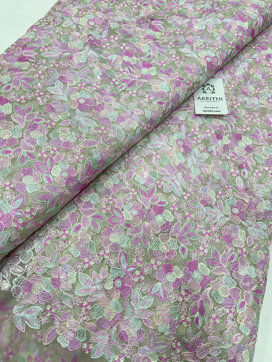 Embroidered organza fabric