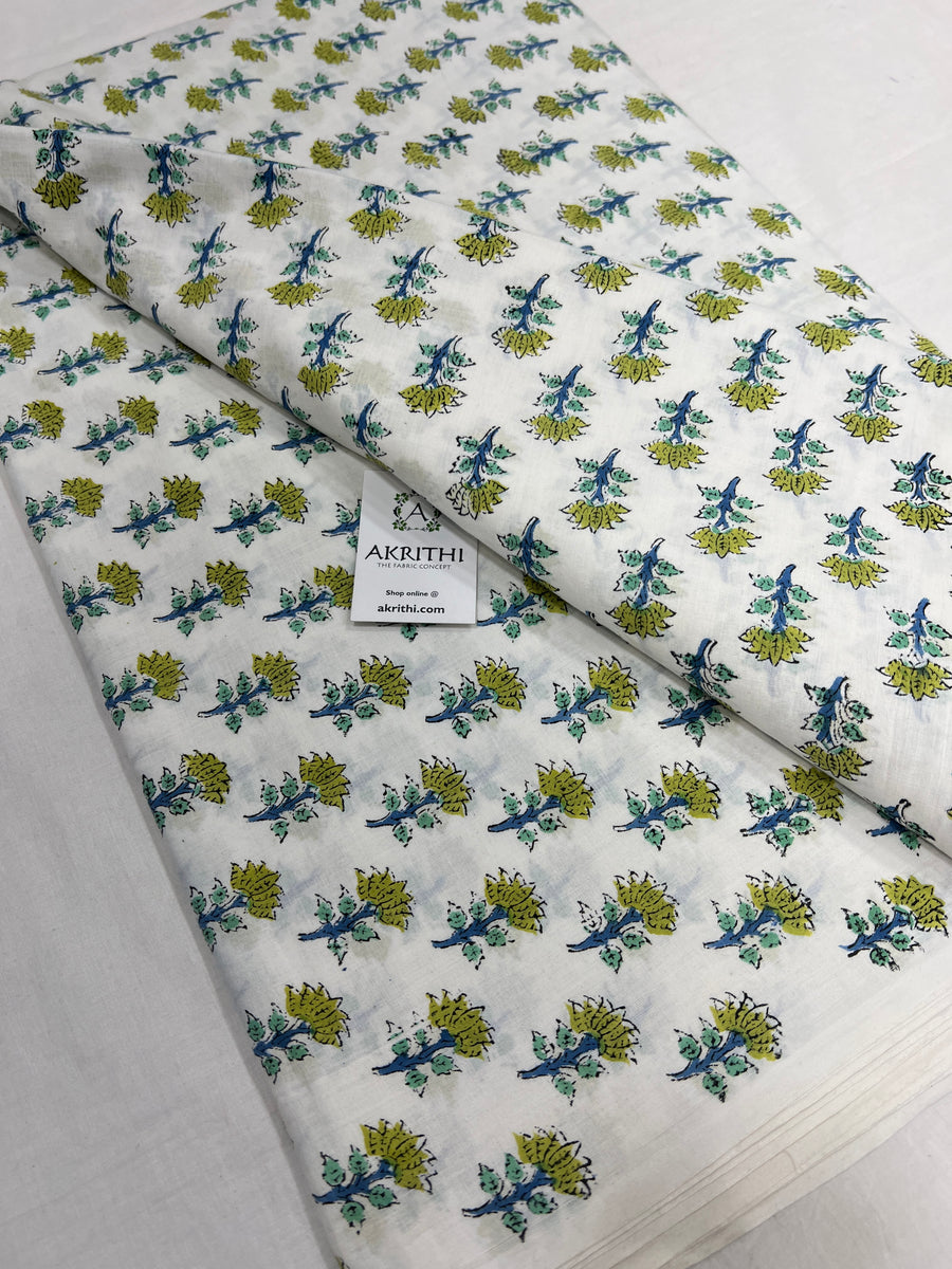 Hand block Printed pure cotton fabric