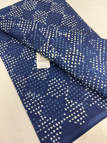 Indigo hand block printed pure cotton fabric