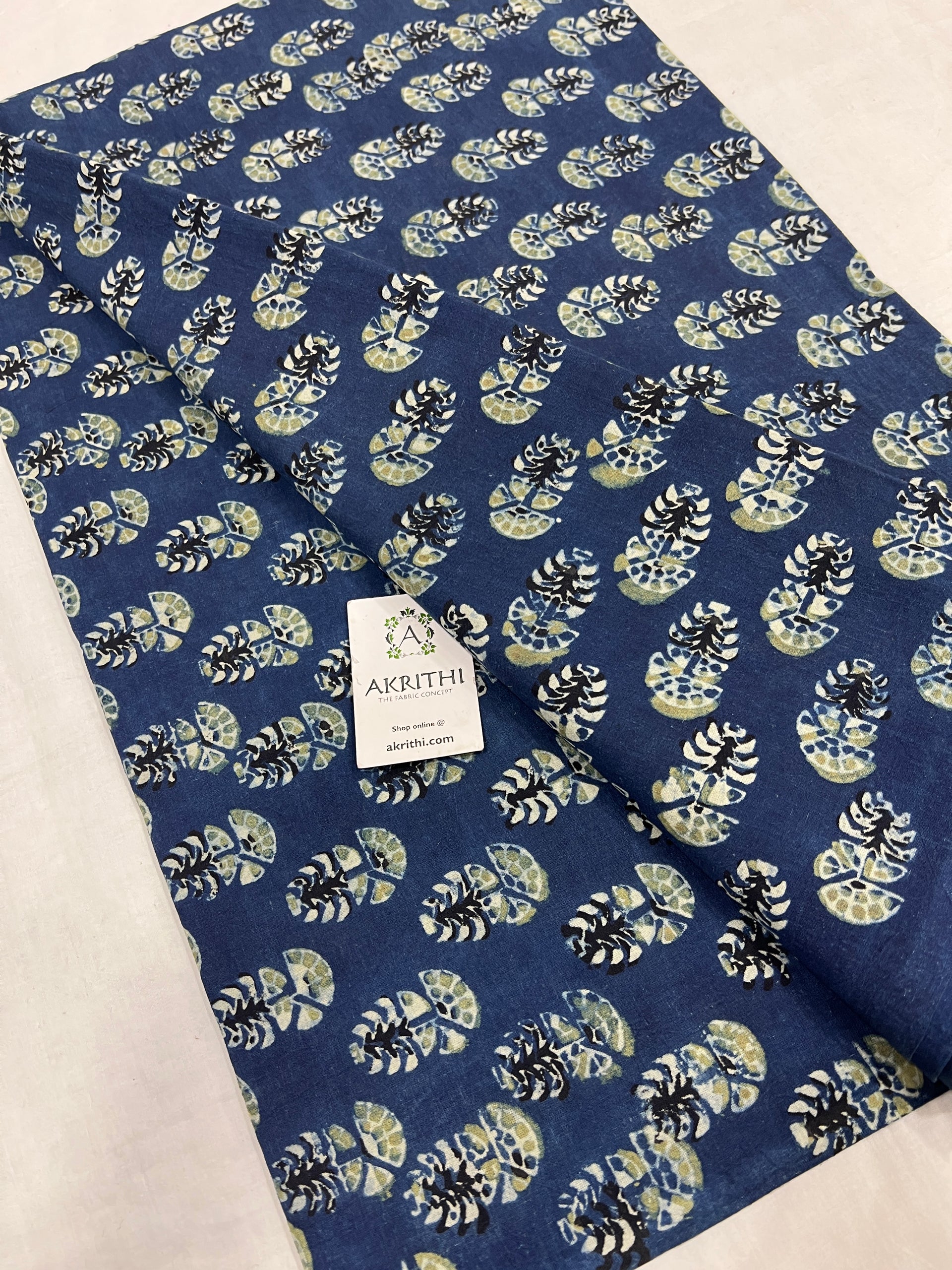 Ajrakh hand block printed pure cotton fabric