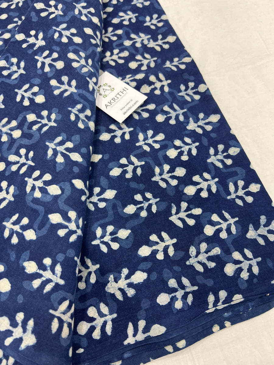 Indigo hand block pure cotton fabric