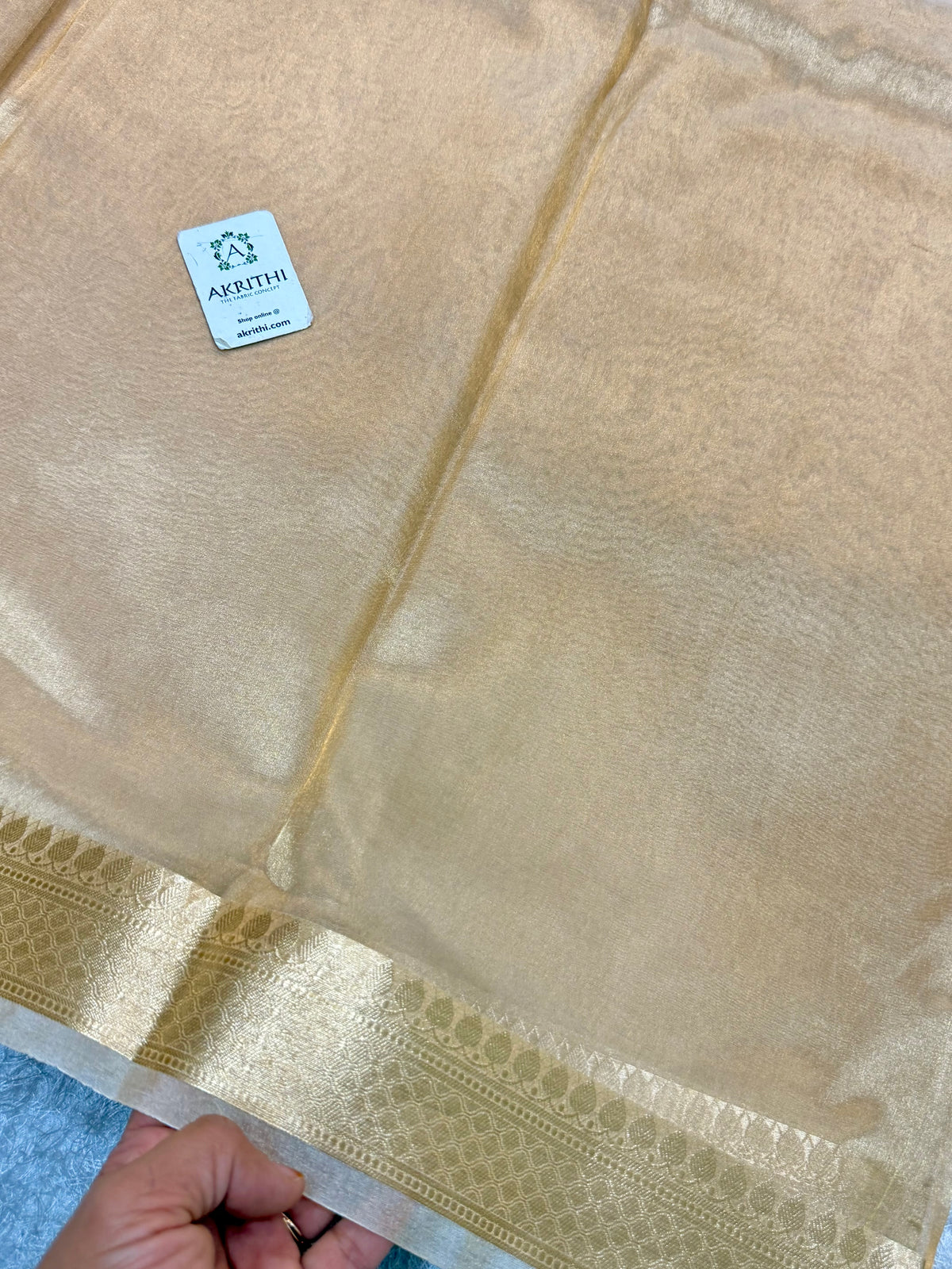 Dyeable banarasi pure silk organza tissue fabric with border