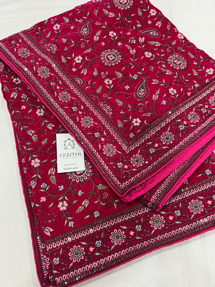 Embroidered velvet dupatta