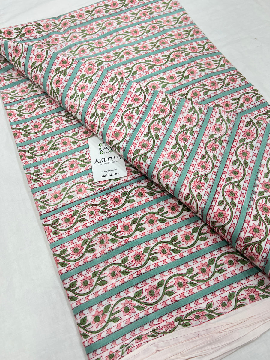 Hand block Printed pure cotton fabric