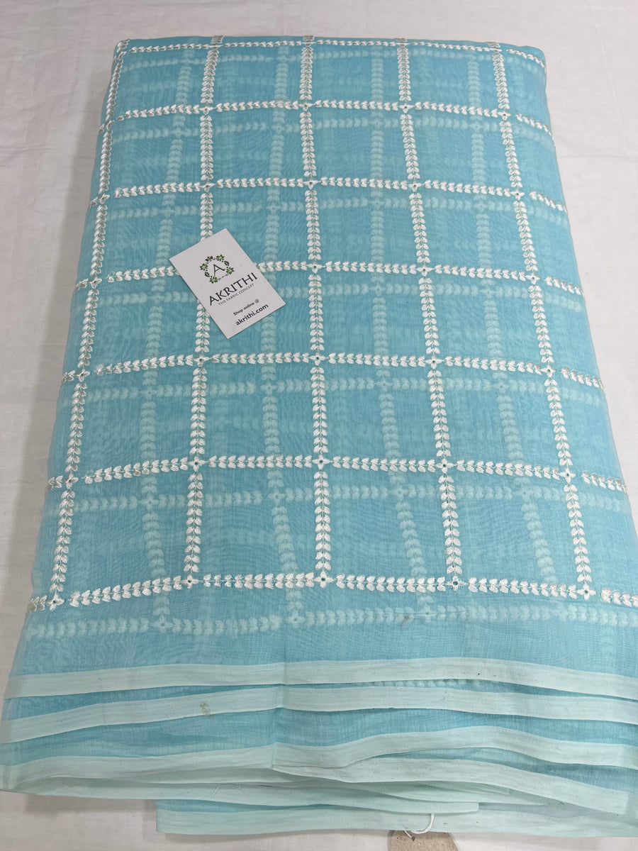 HANDLOOM MUL CHANDERI EMBROIDERED FABRIC