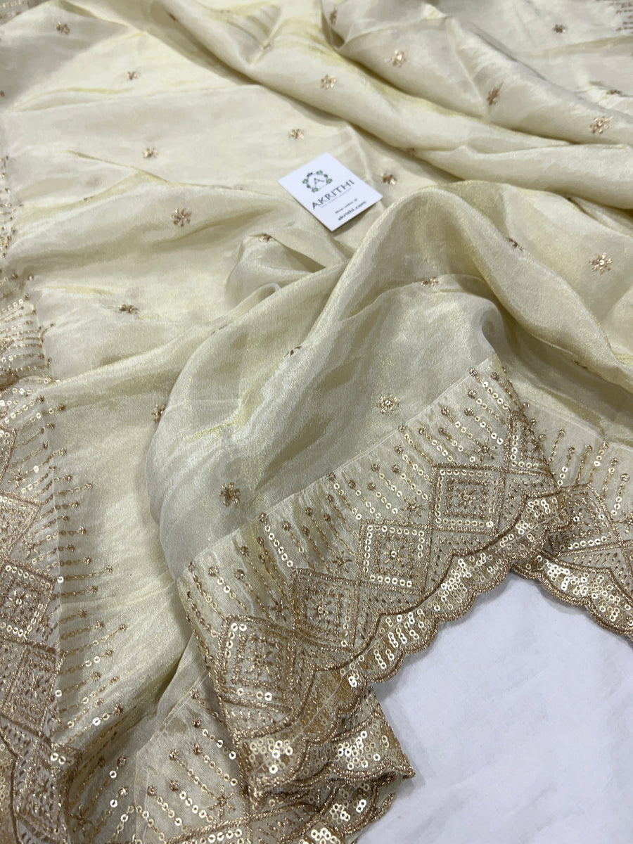 Embroidered tissue dupatta