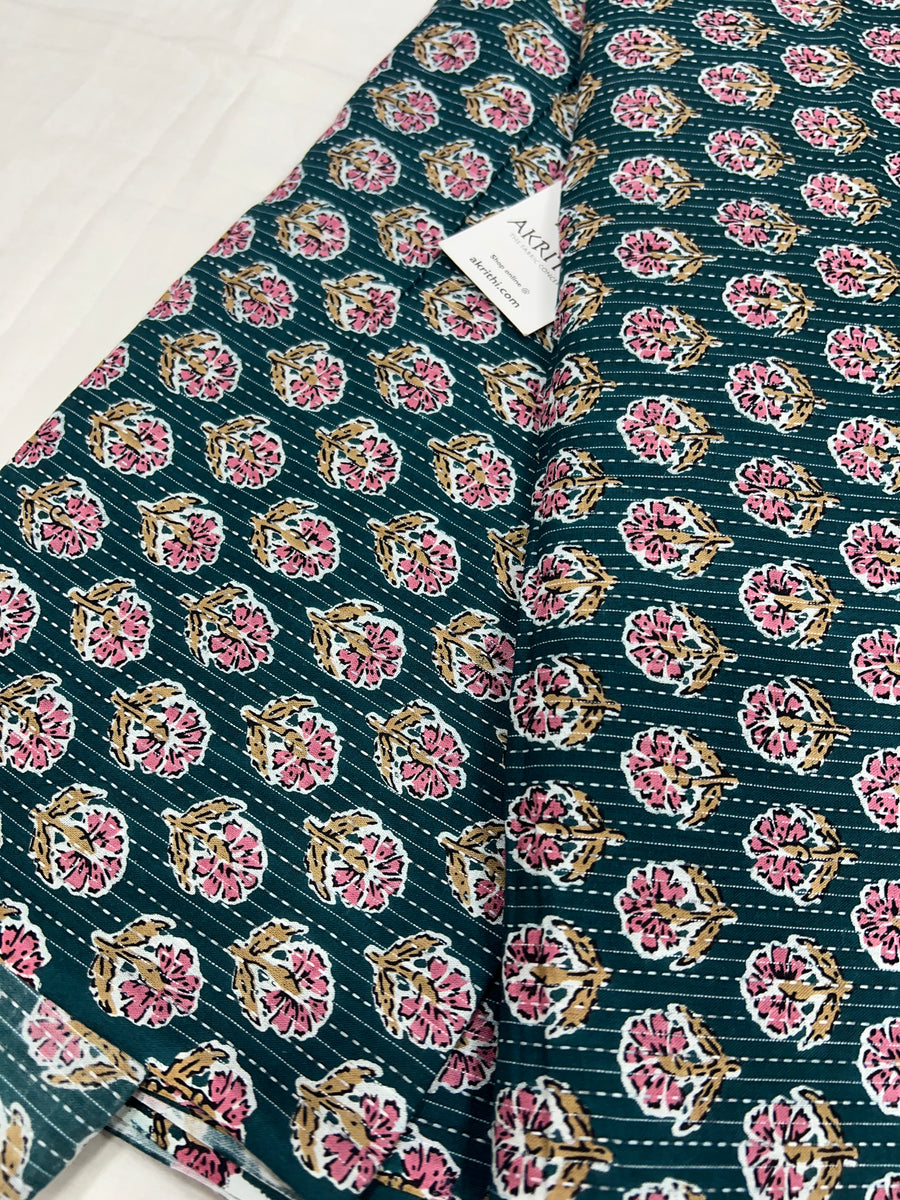 Printed Kantha pure cotton fabric