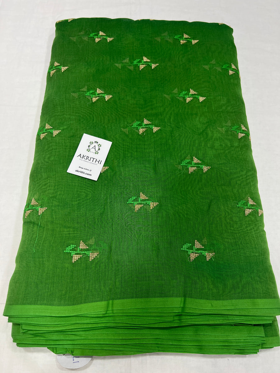 HANDLOOM MUL CHANDERI EMBROIDERED FABRIC