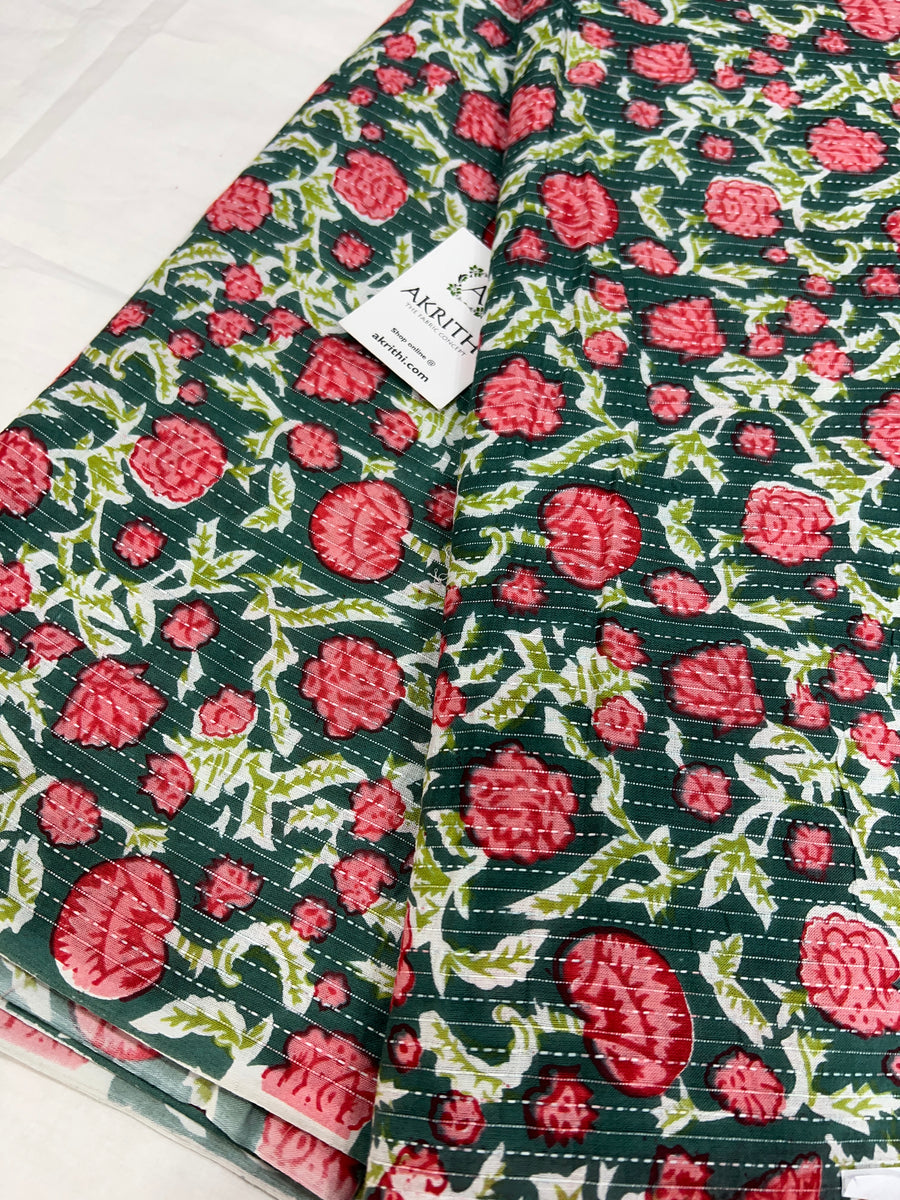 Printed Kantha pure cotton fabric