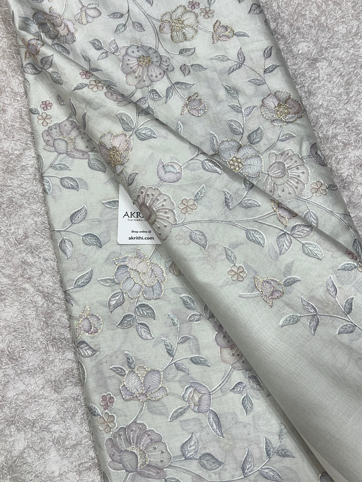 Embroidered Pure Munga Silk Fabric