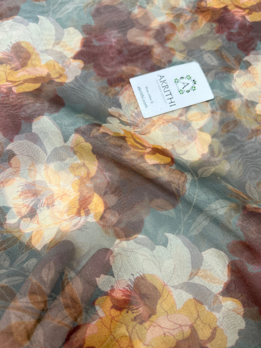 Digital floral Printed organza fabric