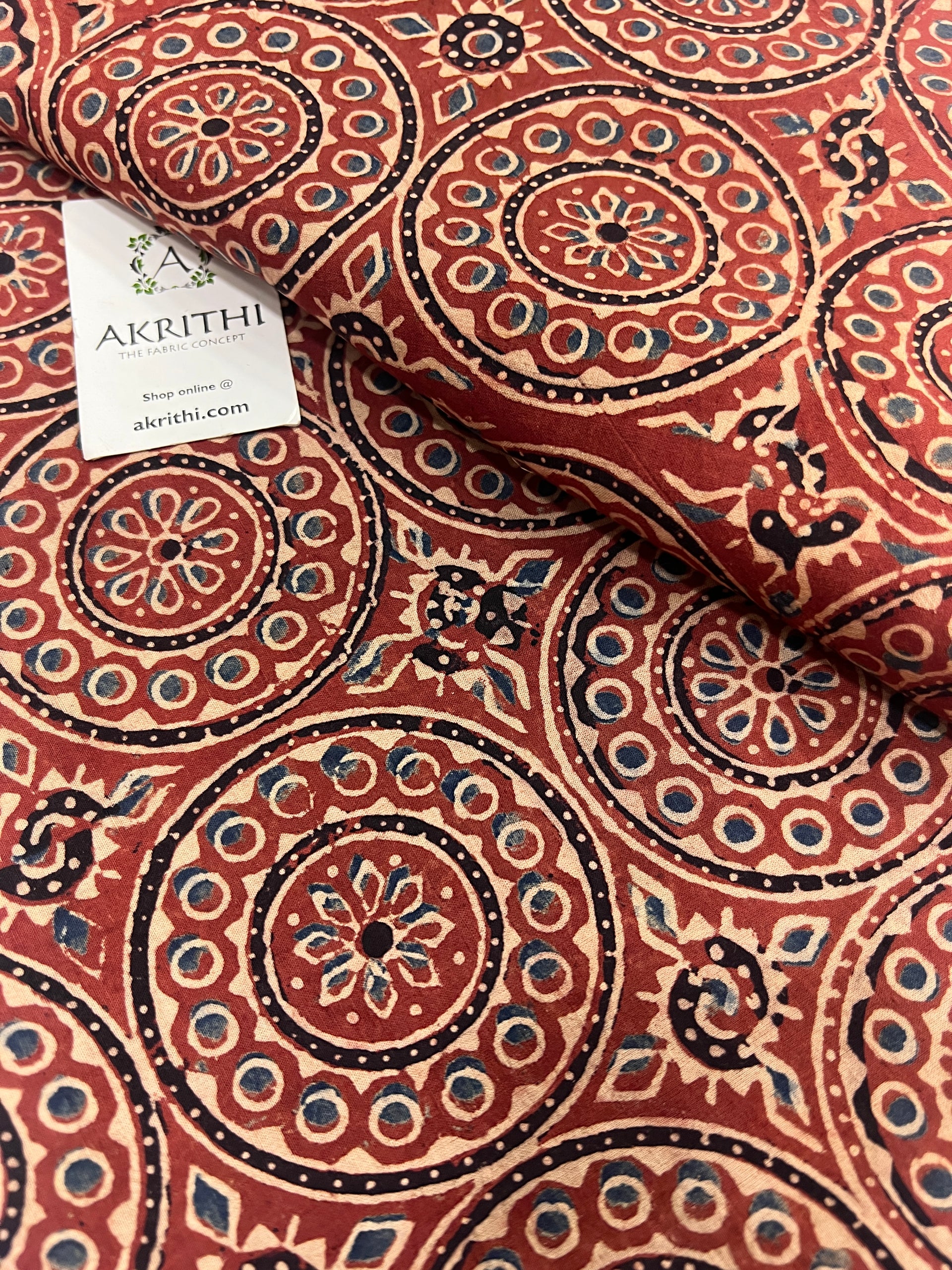 Black - Pure Cotton Ajrakh Print Fabric 38