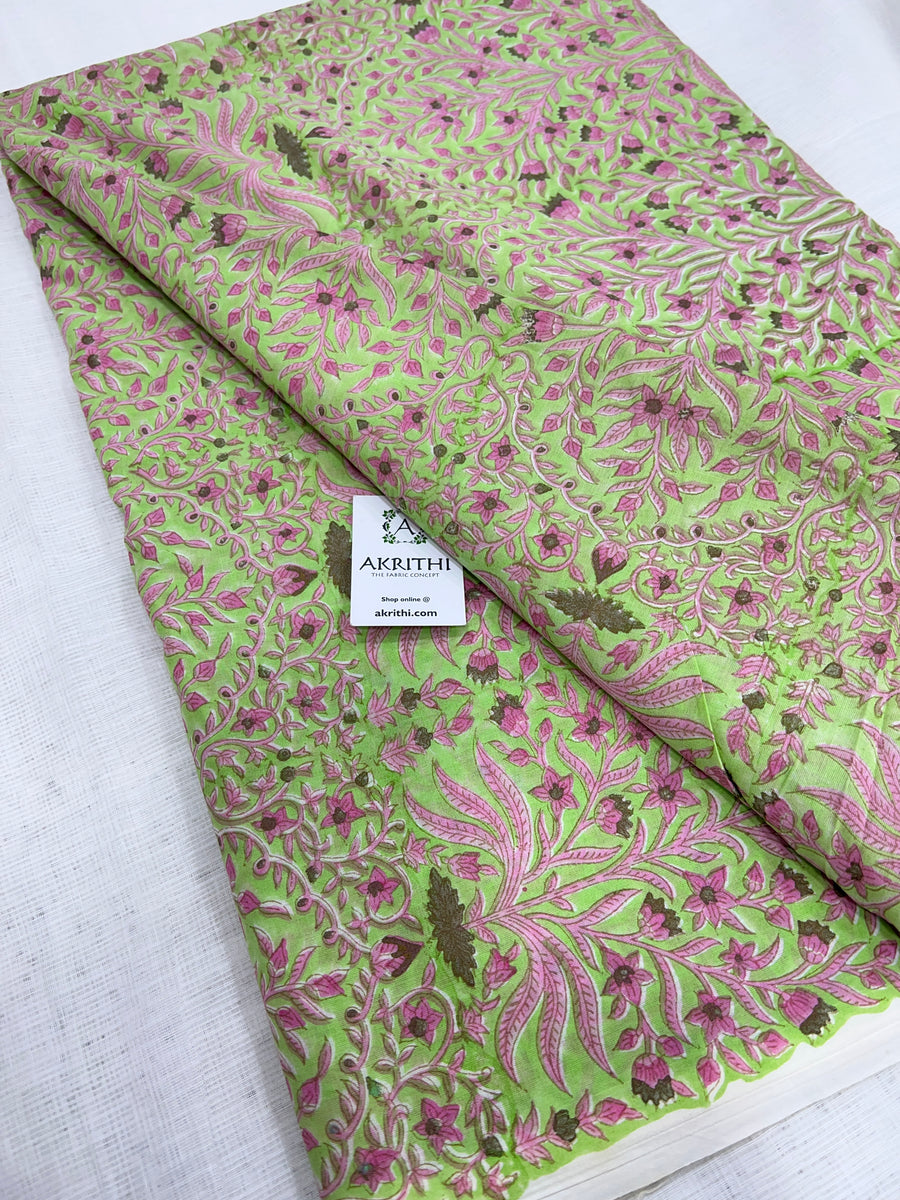 Hand block Printed pure mul cotton fabric