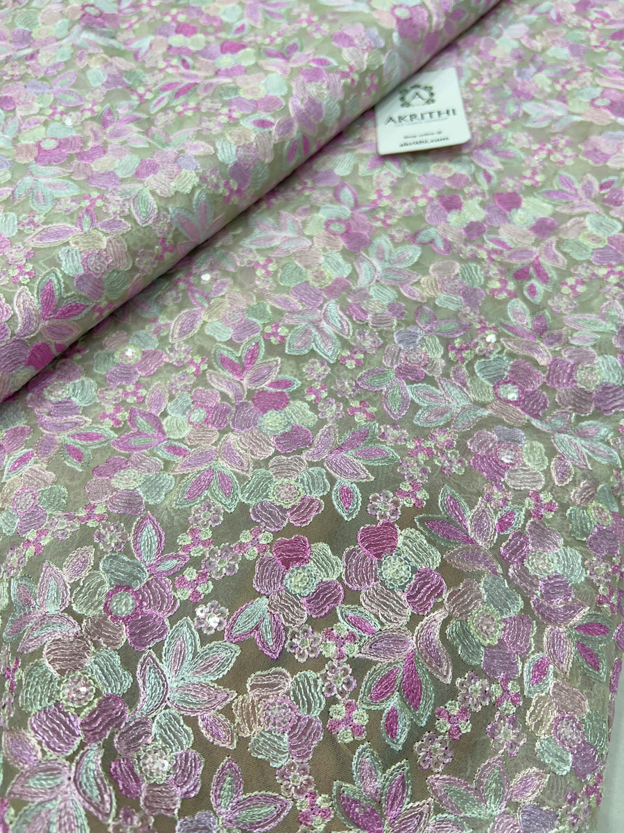 Embroidered organza fabric