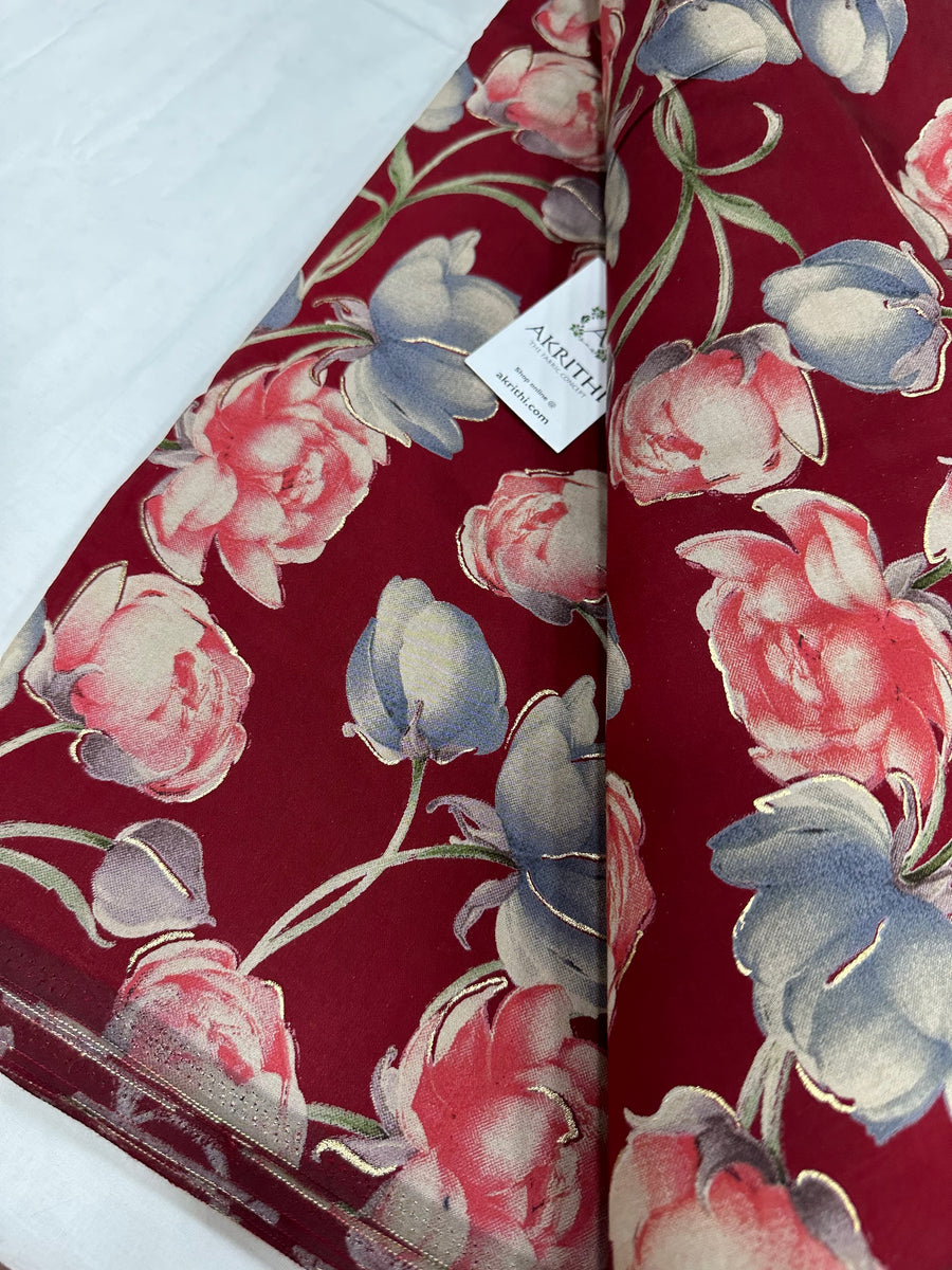 Printed silk fabric