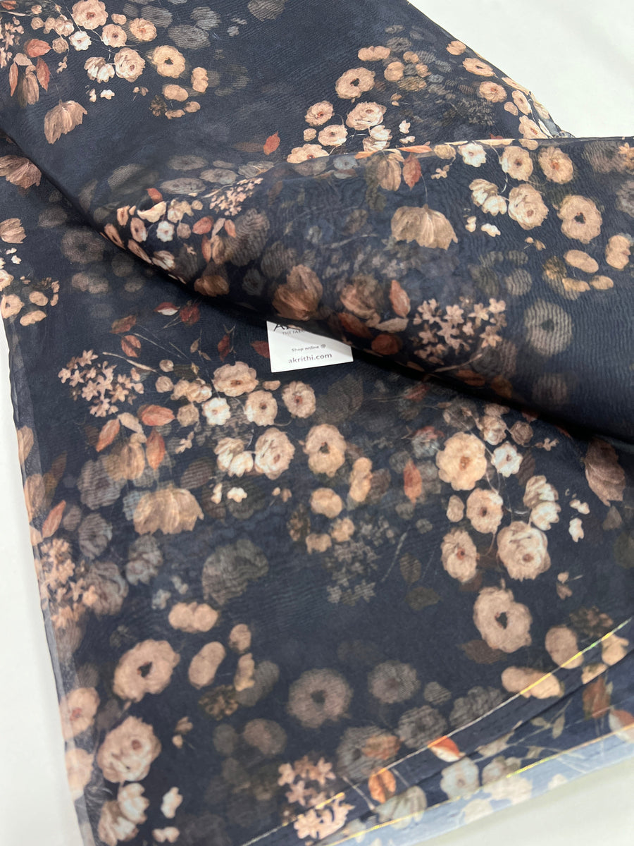 Digital floral Printed organza fabric