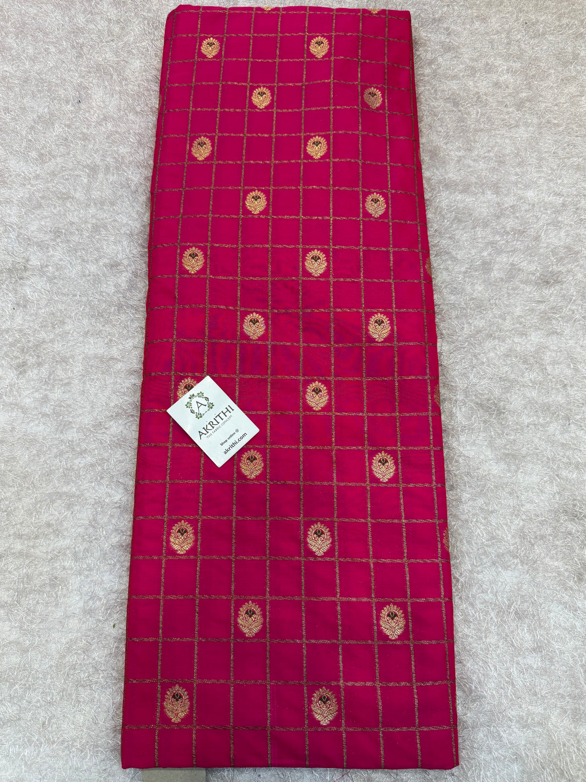 Pure Banarasi brocade checks meena Butti fabric