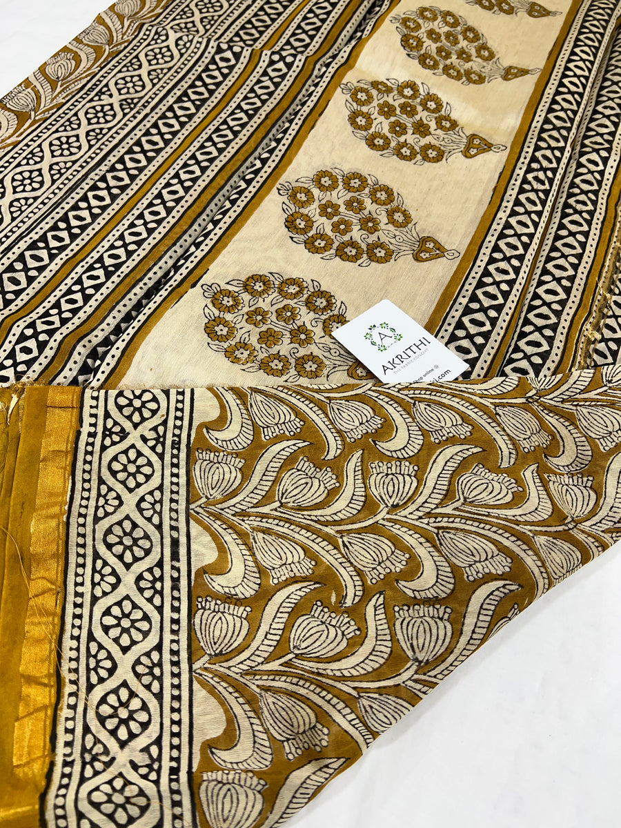 Block printed Chanderi dupatta