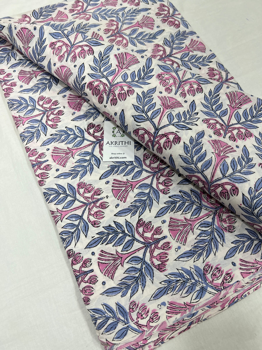 Hand block Printed pure cotton fabric