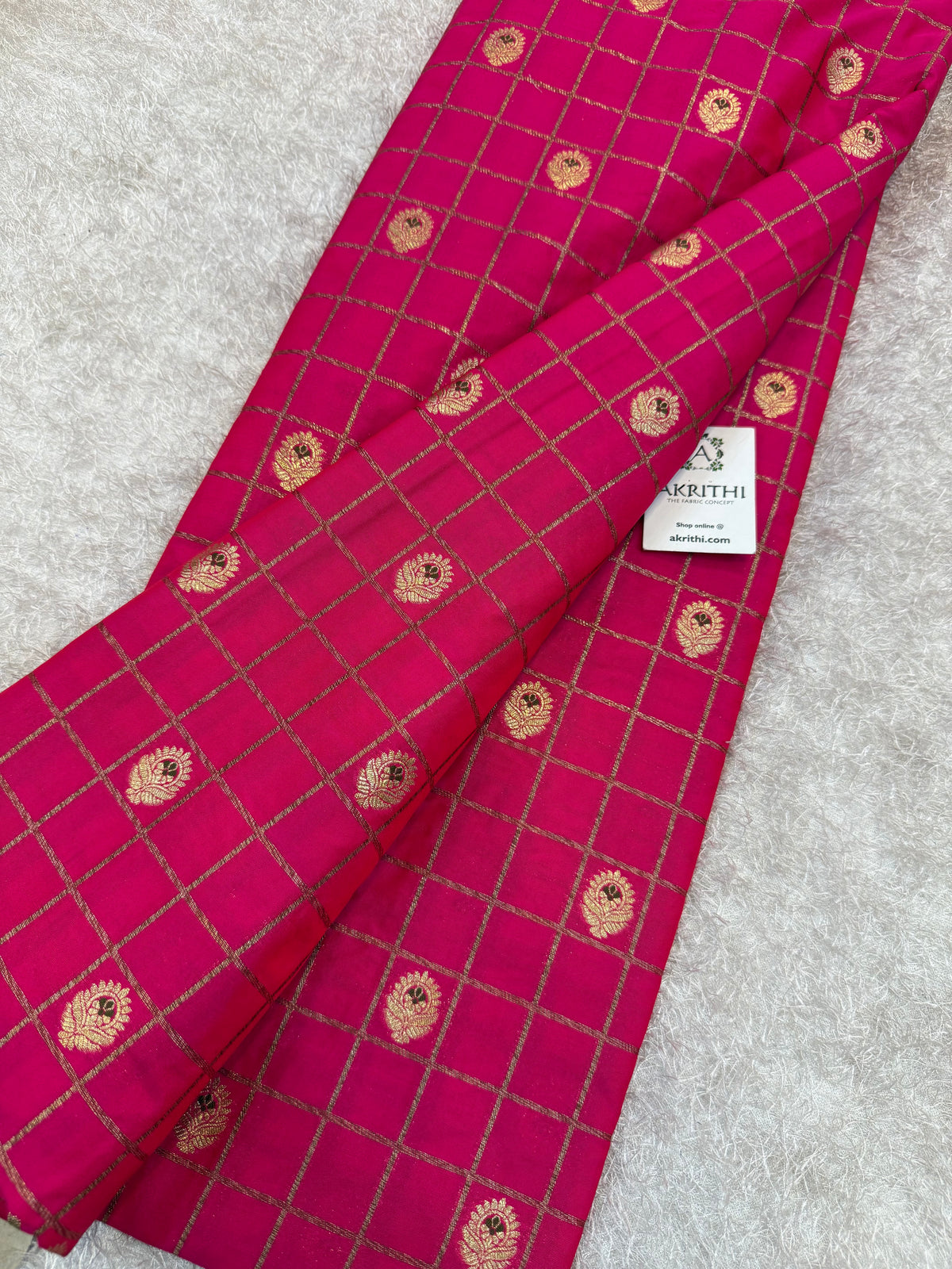 Pure Banarasi brocade checks meena Butti fabric