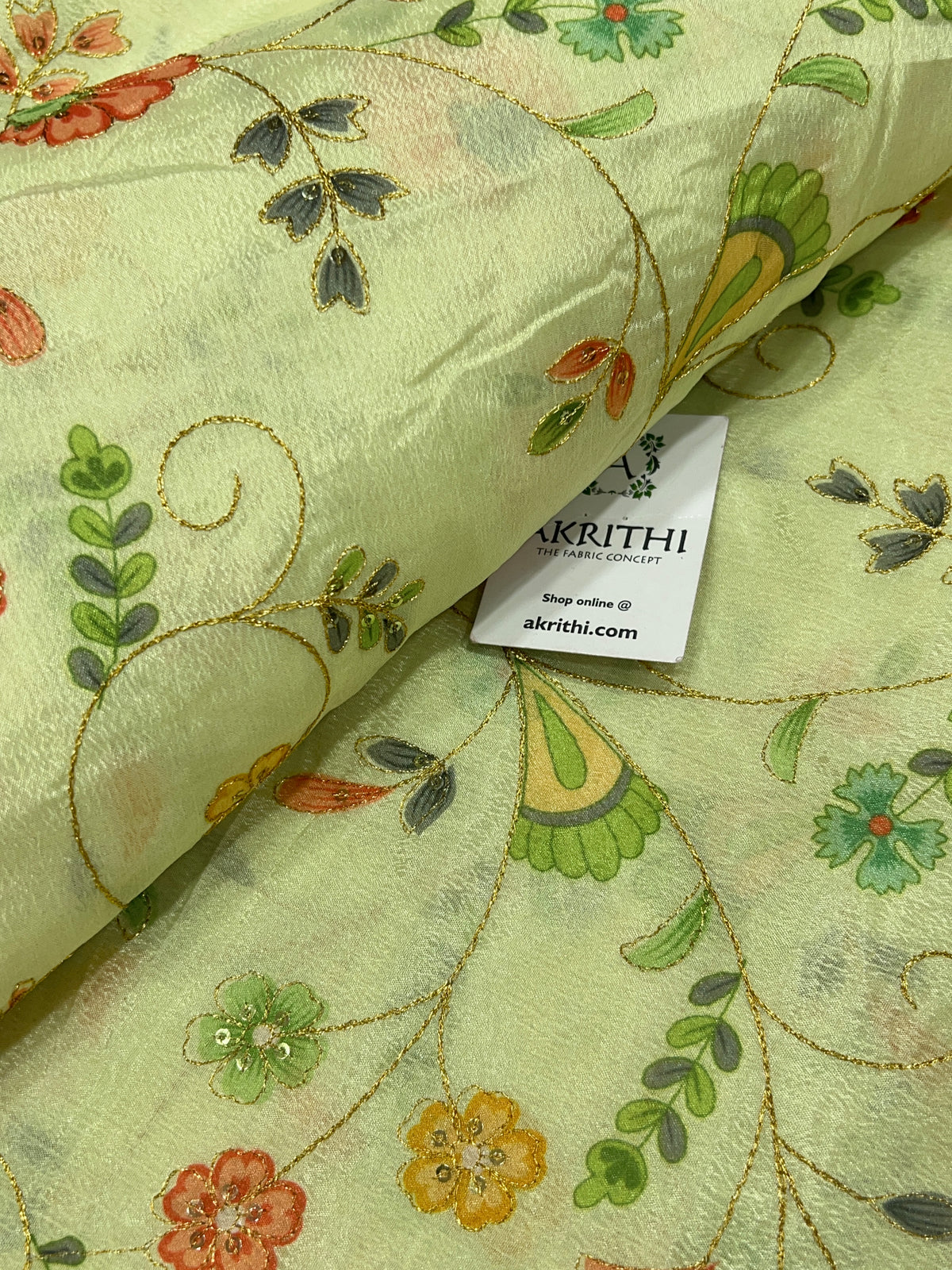 Embroidered Chinon Fabric with Position Print